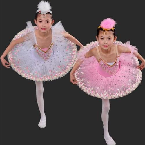 Professional Ballet Tutus child Swan lake Ballet Dance Clothes for girls Pancake tutu Child Ballerina Figure Skating Dress