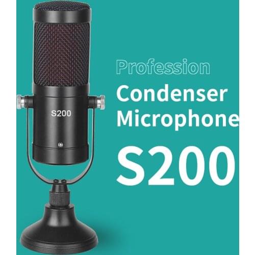 S200 Profession Tabletop Condenser Microphone XLR for PC Computer Gaming Stream Microphone for Singing Karaoke studio micro