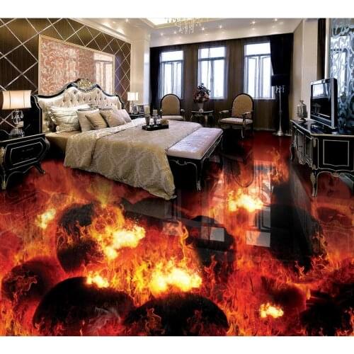 PVC waterproof Floor wallpaper 3d for bathrooms fire 3D PVC floor wallpaper Custom photo floor wallpaper 3d