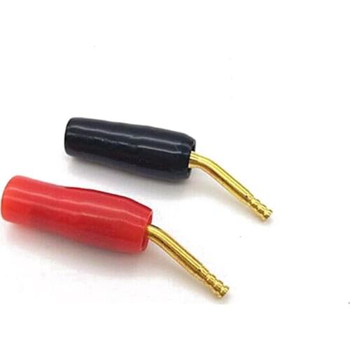 2mm Banana Plug Connector Angle Pin Gold Plated Screw Lock Terminals Wiring Pin Banana Plug Adapter for Wire Cable Hi-fi Speaker