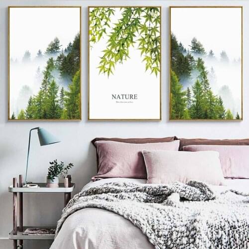 Nordic Simple Green Color Natural Forest Fresh Decorative Painting Living Room Decorative Painting posters and prints