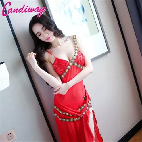 Candiway Sexy Sling dress long tails babydoll erotic G-string panty see though perspective for Latin dacing underwear costume