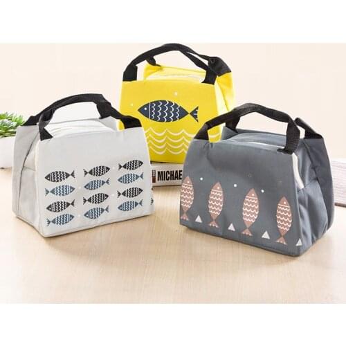 Fresh Insulation Thermal Portable Lunch Bag Canvas Fruit Waterproof Convenient Kid Leisure Bag Cute Picnic Vegetable Zipper Bags
