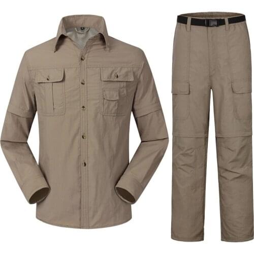 Outdoor quick drying suit men and womens long sleeve Hiking shirt & pants thin breathable shirts Summer fishing trekking pants