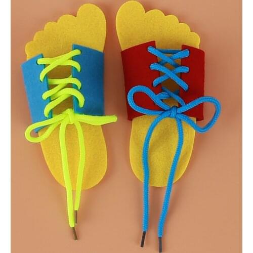 1Piece Kids DIY Learning Education Fashion Toddler Lacing Shoes Montessori Kids Wooden Toys Children Toys