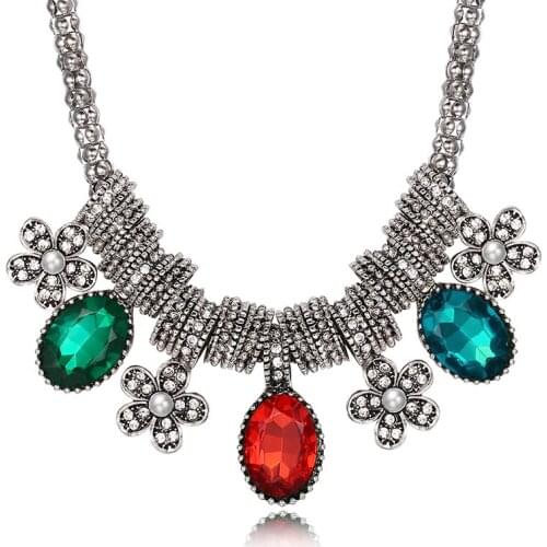 Vintage Jewelry for Women Pendant Long Chain crystal Chunky Statement Choker Necklace