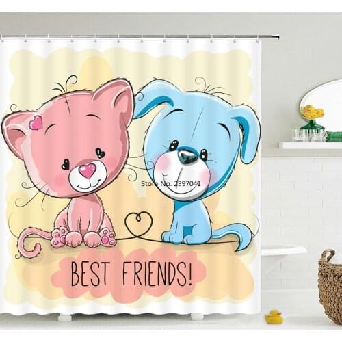 Cute Cartoon Alpaca Shower Curtains Waterproof Bath screen Fabric Bathroom Polyester Lovely Baby 3D Printing Home Shower Curtain