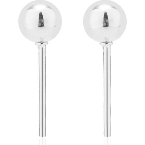 Yiustar Silver Plated Earrings Women Earring Punk Stainless Steel Trendy Round Ball Stud Earrings For Girls Ear Jewelry Gift