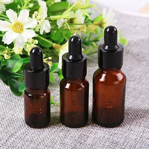 Amber Glass Essential Oil Liquid Reagent Pip-ette Empty Dropper Bottle 5-50ml glass droppers, eye dropper cap with black lid