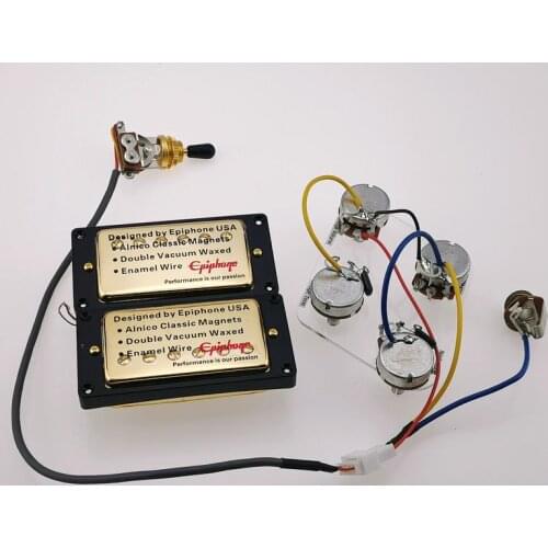1 Set Original Epi LP Standard SG Electric Guitar Humbucker Pickup Golden cover With Wiring Harness MADE IN KOREA