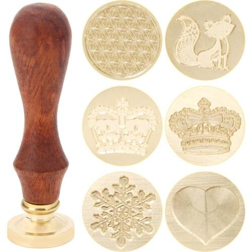 1Pc Antique Metal Sealing Wax Seal Stamp for DIY Wedding Invitations Decor Ancient Wax Stamp Craft Wood Handle Antique Stamps