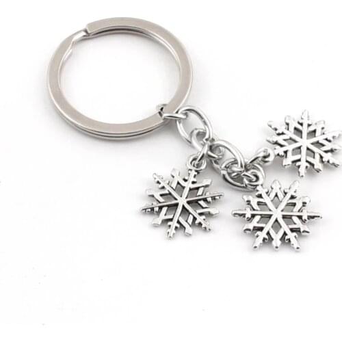 1Pc Lovely Christmas Snowflake KeyChain Snow Flake Key Chain Ring Purse Pendant For Classic Lovers' Gift Jewelry E2383