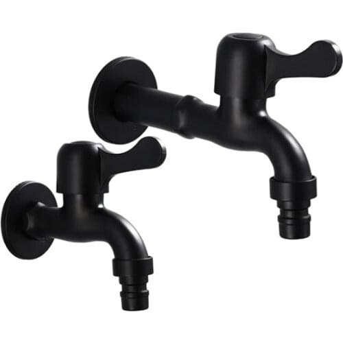 1PC Wall Mounted Lengthen Washing Machine Tap Mop Pool Tap Black Color Garden Outdoor Water Modern Kitchen Bathroom Faucet