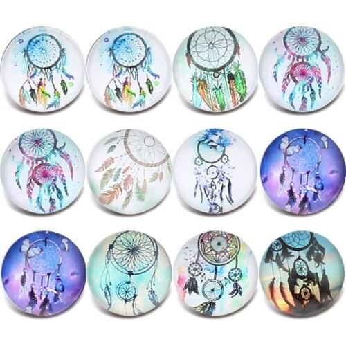 10pcs/lot New Glass Snap Button Jewelry Mixed Beautiful Exotic Pattern Tree of Life 18mm Glass Snap Buttons for DIY Snap Bracele