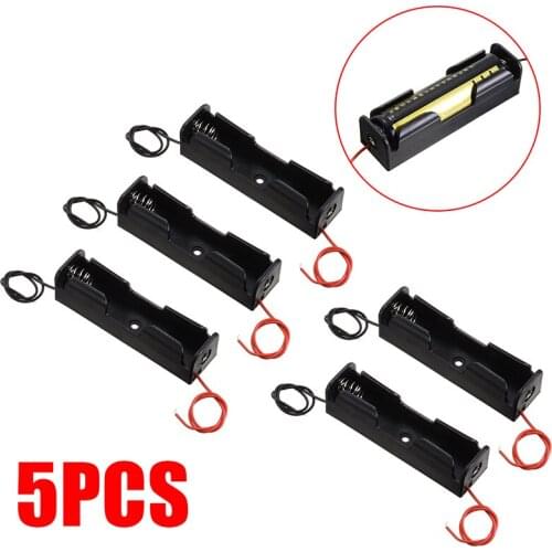 5pcs Black 3.7V Lead Battery Holder Storage Box for 18650 Size Battery High Quality Batteries Case Container Adapter Accessories