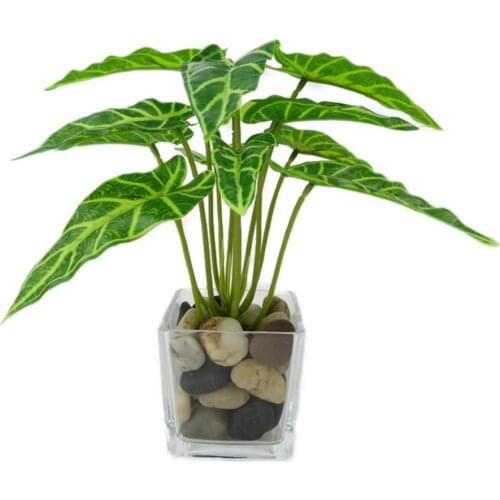 80% Hot Sale Artificial Plant Fake Leaves Plastic Feel Simulation Green Taro Leaf Office Green Plants Home Potted Decoration