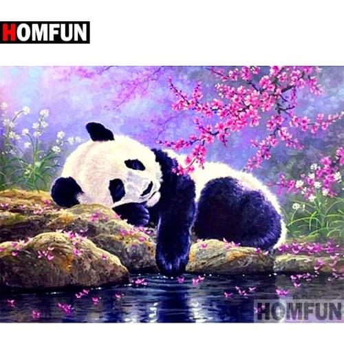 HOMFUN Full Square/Round Drill 5D DIY Diamond Painting "Animal panda" Embroidery Cross Stitch 3D Home Decor Gift A12001