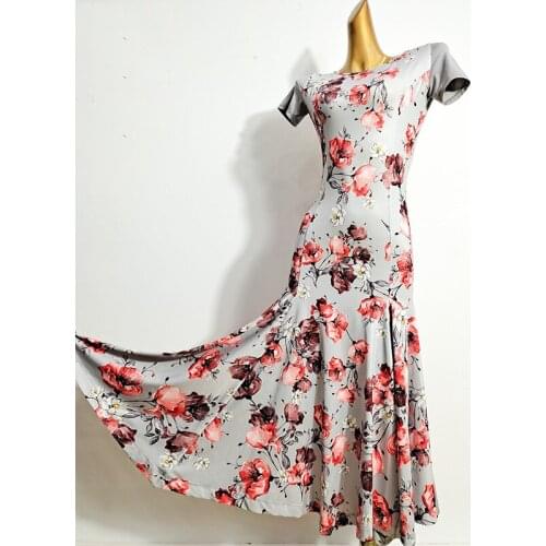 Ballroom Dress Standard Dance Dresses Women Printed Skirt Summer New Sexy Backless Waltz Dress Stage Performance Wear DN6236