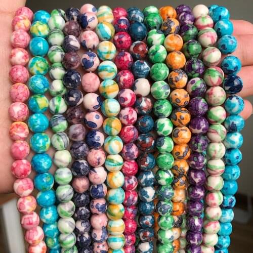 Natural Stones Rainbow Jaspers Beads Round Loose Mineral Beads for Jewelry Making DIY Bracelet Necklace 4/6/8/10/12mm 15