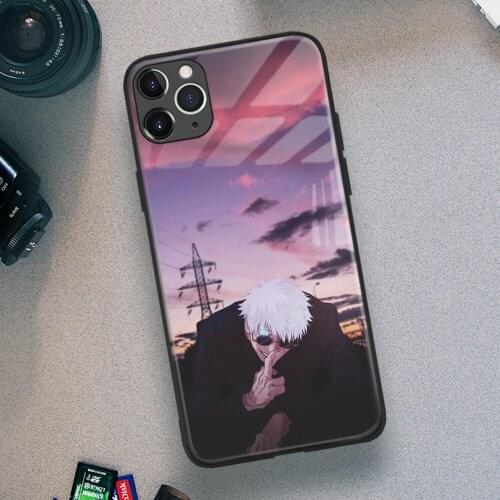 Satoru Gojo Jujutsu Kaisen Anime Soft TPU Glass Phone Case for IPhone SE 6s 7 8 Plus X Xr Xs 11 12 Mini Pro Max Samsung