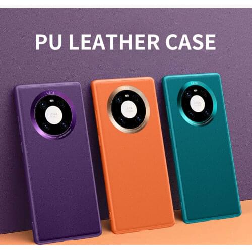 Luxury Camera Lens Protection Shockproof Silicone Metal PU Leather Phone Case For Huawei Mate 40 30 Pro Plus Back Cover Fundas