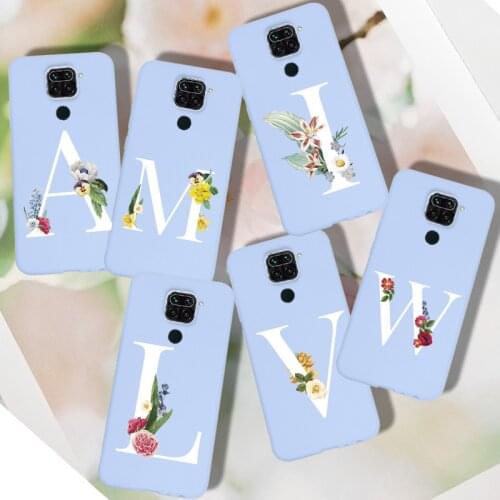 Alphabet Flower Case For Xiaomi Redmi Note 9 Pro 9S 9T Redmi 9A 9C 9 A Case Back Cover Silicone TPU Purple For Redmi Note 9S