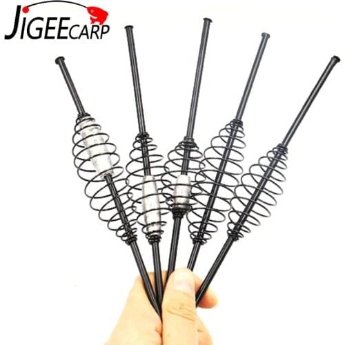 JIGEECARP 5PCS Carp Fishing Long Tube Spring Bait Cage Lure Cage Fishing Accessory Bait Cage Fishing Trap Basket Feeder Holder