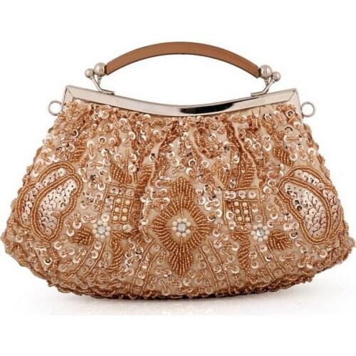Pretty New Style Evening Bag Pearl Beaded Party Wedding Bridal Clutches Ladies Handmade Stone Metal Clutch Bag