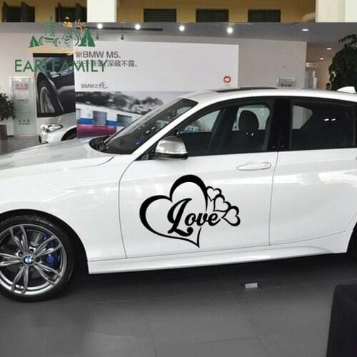 EARLFAMILY 58cm x 41.4cm 2x Big Car Stickers Love Heart Cartoon Car Styling JDM Decorative Fine Decals Kit Car Accessories