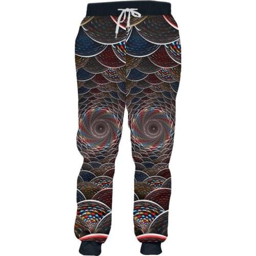IFPD Loose Plus Size Long Pants Mens Cool Printed Abstract Vertigo Pattern 3D Sweatpants Man Hiphop Joggers Pants