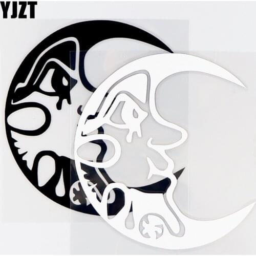 YJZT 12.7×13.7CM Personality Car Stickers Moon Face Funny Car Body Decor Vinyl Decal Black / Silver 10A-0614