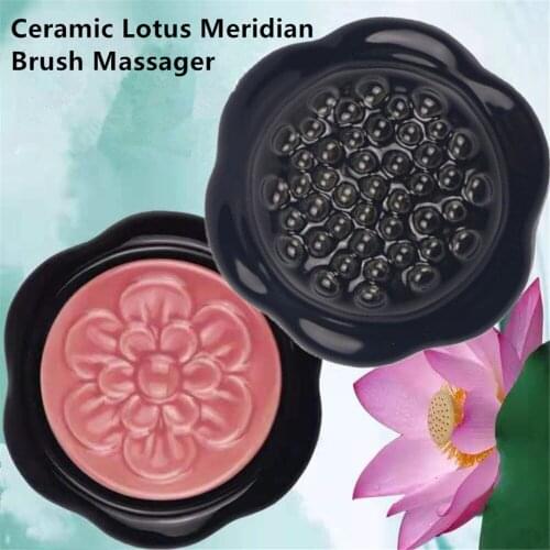 Ceramic Lotus Magnet Meridian Scraping Massager Brush Tool Waist Face Slimming Shaping Body Fat Reduction Health Care Household