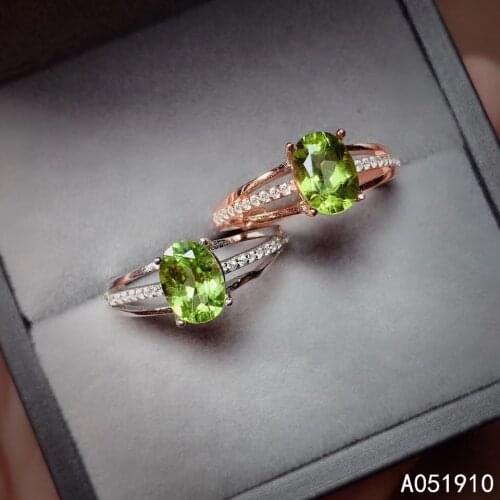 KJJEAXCMY boutique jewelry 925 sterling silver inlaid natural Peridot female ring support test