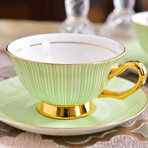 British Style Flower Bone China Coffee Cup and Saucer Set High-end Afternoon Tea Pastoral Style Flower Tea Cup
