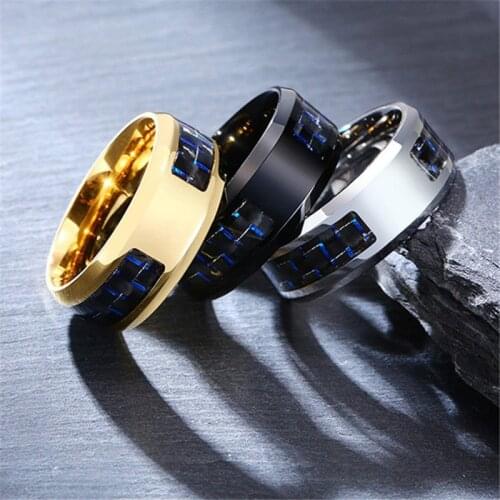 Modyle 8mm Personalize Carbon Fiber Ring For Man Engraved Name Stainless Steel Male Alliance Casual Customize Jewelry