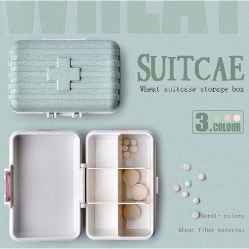 Drug Medicine Box Holder Storage Organizer Container Case Portable Wheat fiber Medicine storage Organizer Drug Boxes#20