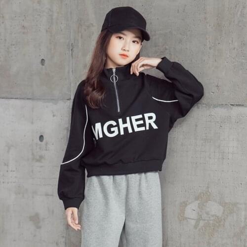 Teen Girls Fashion Zipper Sweatshirt Autumn Spring Letter Print Cotton Tops 8 10 12 13 14 years