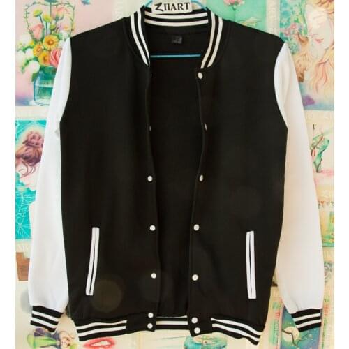 Man Boy Baseball jacket Full Zip Coat Fleece 2 Colors XXS 4XL Black Navy Blue Autumn Winter Couple Clothes ZIIART