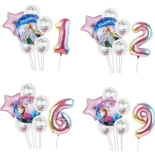 8Pcs Disney Frozen Balloons Set 32Inch Digital Ballon Elsa Anna Princess Figure Globos Baby Shower Girls Birthday Party Supplies