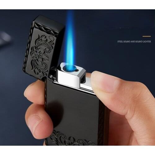 Inflatable Lighter The Steel Sound Blasts Straight Into The High Firepower Blue Flame Windproof Lighter Tobacco Accessories