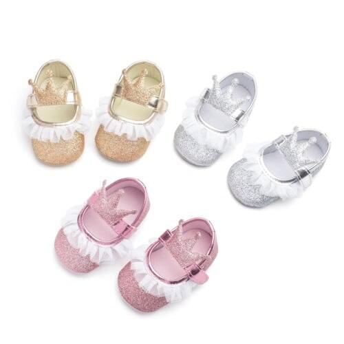 New Arrivels Newborn Baby Girl Soft Sole Crib Sequins Shoes Anti-slip Sneaker Prewalker 0-18M
