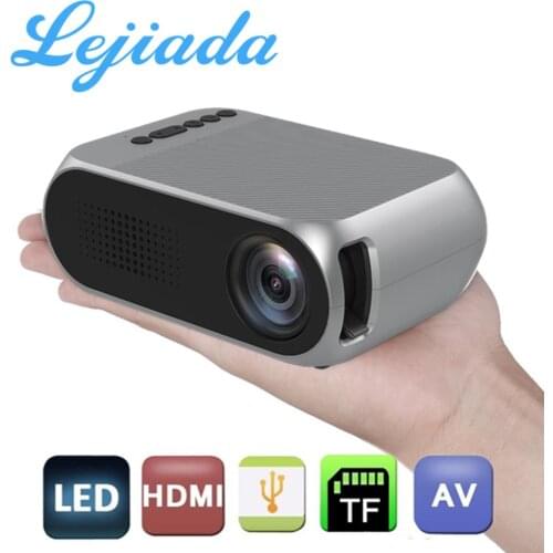 LEJIADA YG320 LED Mini Portable Projector 600 lumen 3.5mm Audio Support 1080P HD Playback HDMI USB Projector Home Media Player