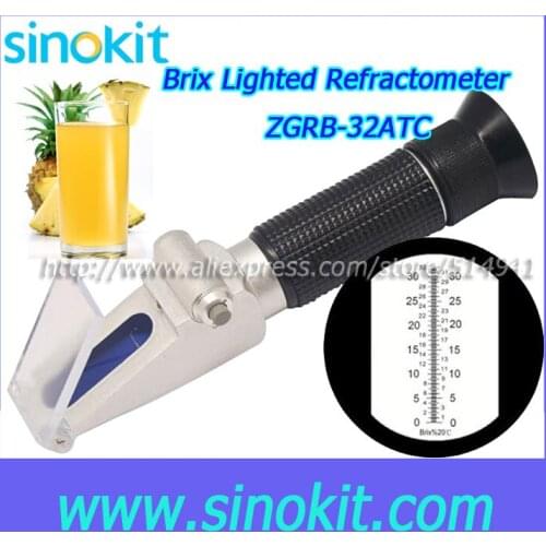 Free Shipping LED Lighted 0-32%Brix Refractometer - ZGRB-32ATC