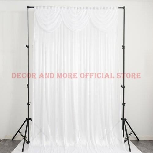 1PCS Polyester White Finished Curtains Decoration Background Fabrics Backdrop Curtain For Wedding Hotel Party Soft Silky fabric