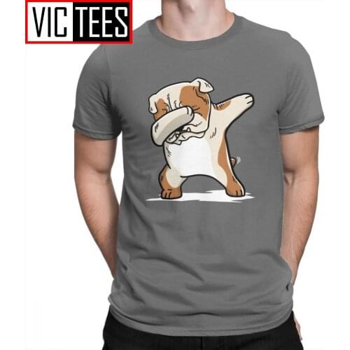Mens Dabbing English Bulldog Funny T Shirts Men Adult Clothes Amazing T-Shirts Cotton Dog Tee Shirt