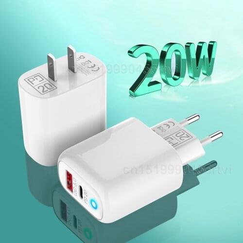 PD USB Type C Charger For iPhone 12 11 Pro Max 20W QC3.0 Fast Charging Wall Travel Charger For Huawei Xiaomi Samsung EU/US/UK