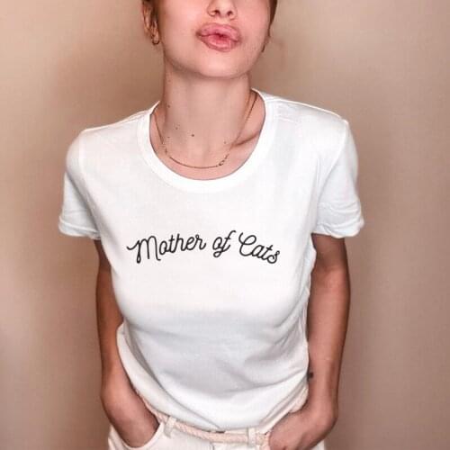 Mother of cats T-shirts Animal Women shirts Tops Yong Girl Gift Letter Print t-shirt lady tees ropa mujer