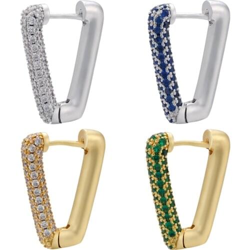 ZHUKOU 1 piece gold/silver color small hoop earrings fashion CZ crystal earring hoop for women unique shape Jewelry model:VE330