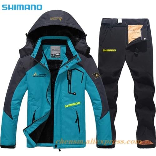 Shimano Winter Fishing Suit Men Waterproof Ski Jacket Pants Set Windproof Keep Warm Outdoor Snow Skiing and Snowboarding Jacket