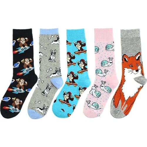 1 Pair Drop shipping Mens Colorful Combed Cotton Happy Novelty Bird Animal Socks Hip Hop High Quality Skateboard Funny Sock